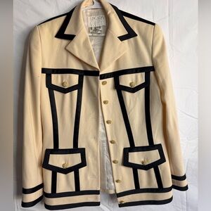 Escada Couture Cream and Black Vintage Women's Jacket